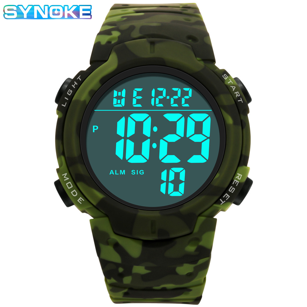 Canvas Strap Watch - นาฬิกาข้อมือ Jam Tangan elektronik ลายพรางแบรนด์ synoke