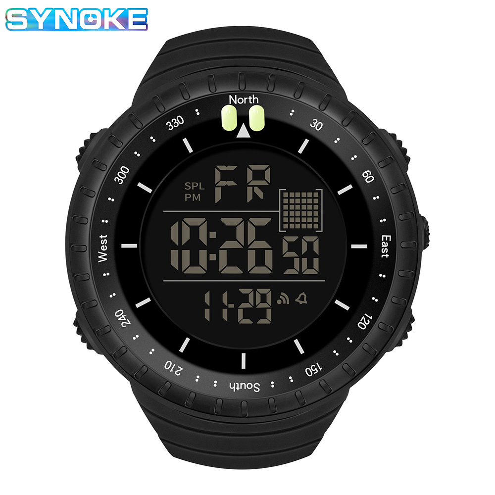 Canvas Strap Watch - Synoke Jam Tangan Digital ทหารกลางแจ้งสำหรับผู้ชายแฟชั่นย้อนยุคนาฬิกาข้อมือสำหรับผู้ชายนาฬิกาข้อมือสำหรับผู้ชายกันน้ำสำหรับกีฬาผู้ชายหล่อมัลติฟังก์ชั่