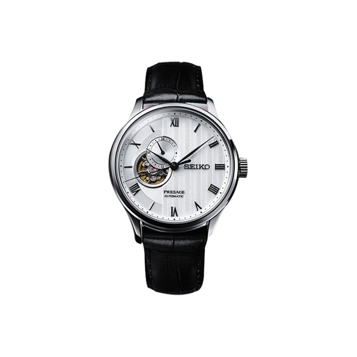Seiko Watch Presage - นาฬิกาข้อมือผู้ชาย SEIKO Presage ระบบกลไก สายหนัง หน้าปัดสีเงิน
