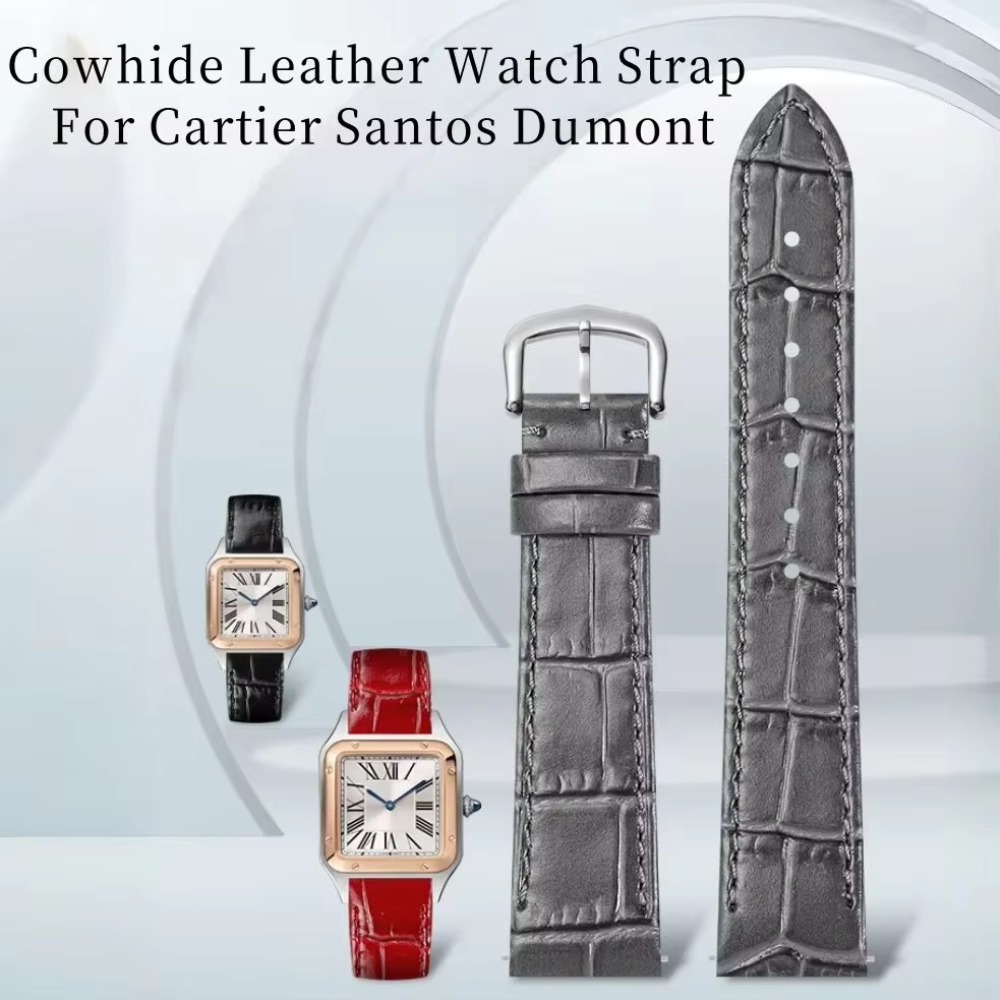 สายนาฬิกาหนังวัวลายจระเข้ ขนาด - Cartier Watch Santos บทวิจารณ์และราคา