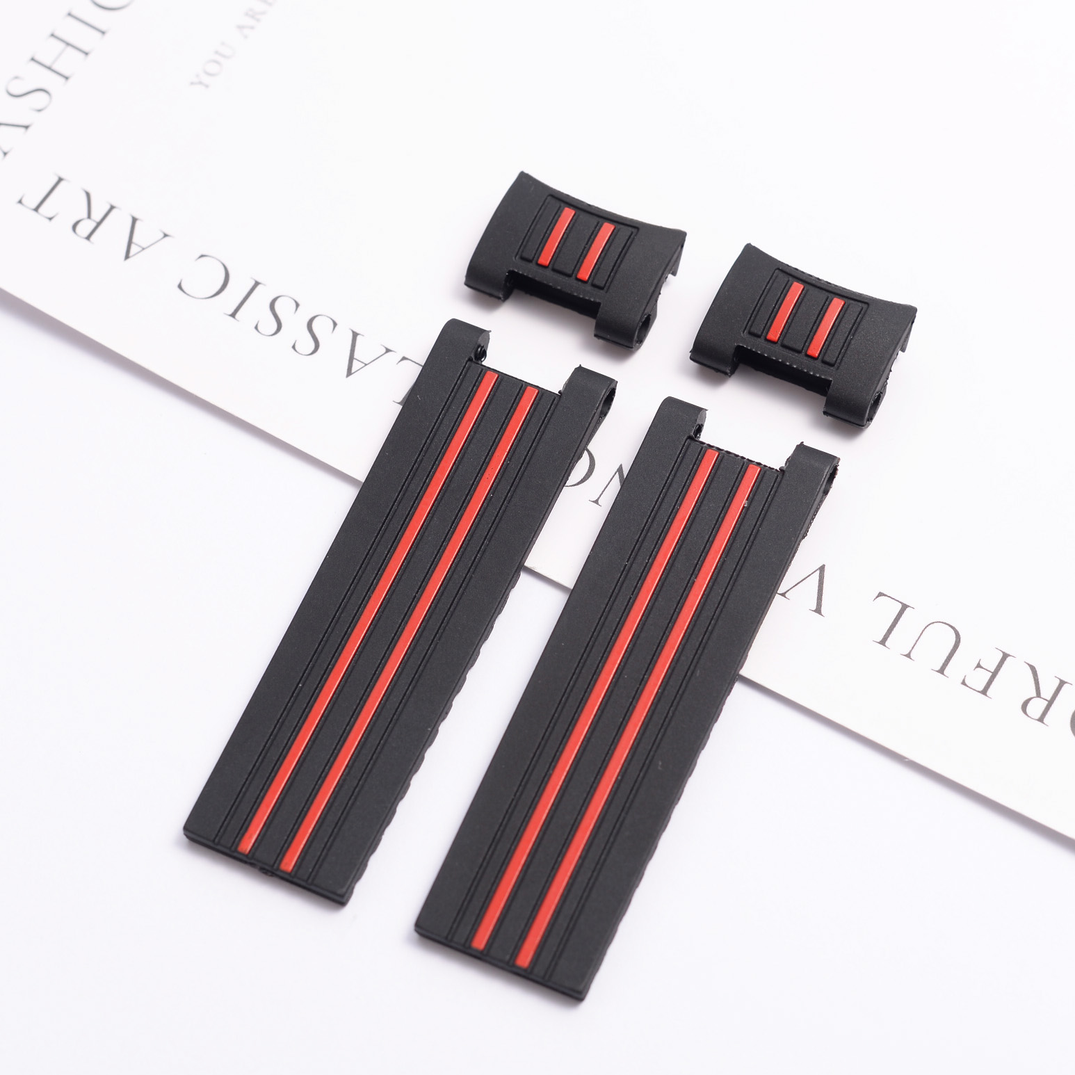 สีดำสีฟ้าลายแถบสีแดงสายนาฬิกาย - Rubber Strap Diver บทวิจารณ์และราคา