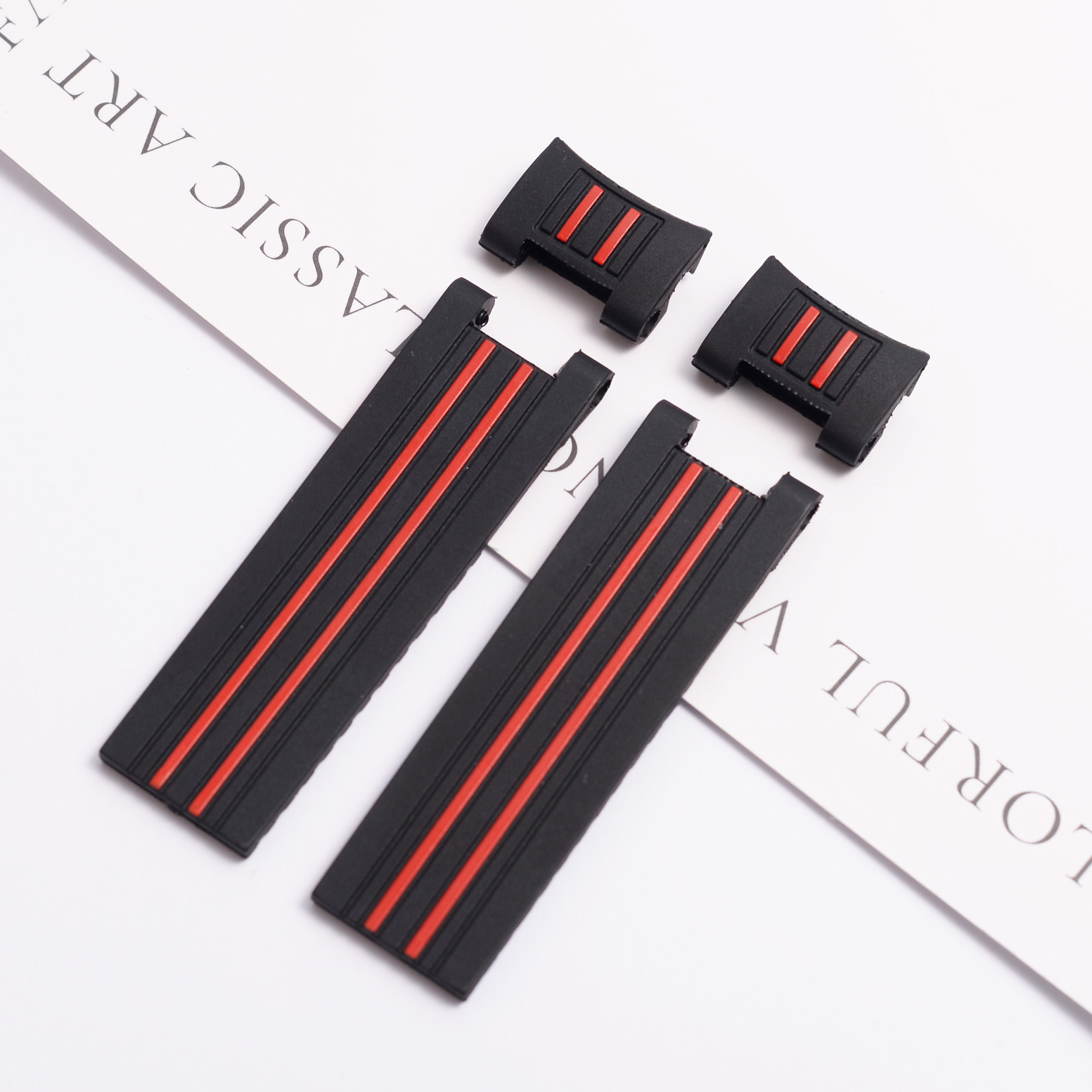 สีดำสีฟ้าลายแถบสีแดงสายนาฬิกาย - Rubber Strap Diver บทวิจารณ์และราคา